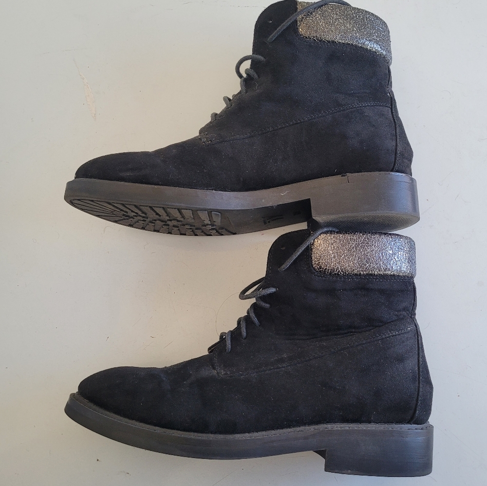 Anthro Vanessa Wu Lace-up Boots With Metallic Cuff